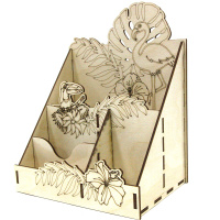 Заготовка для декор. "Подставка канцелярская. Фламинго" 17х11,5х21см 5 отделений, фанера 3мм 900017