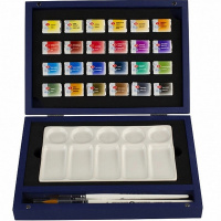 Краски акварельные 24 цвета "Белые Ночи" (фарфоровая палитра, 3 кисточки) 19432137