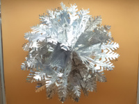 Шар объемный "Елочки" 40см серебро, фольга Y3882-16