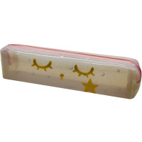 Пенал "Звезды" 20,5х6х5см, квадратный с блестками, 1 отделение, cиликон, белый прозрачный BB2414