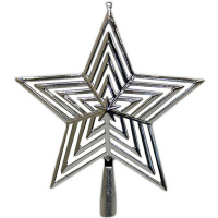 Верхушка на елку Звезда 20см серебро пластик Y8301-19