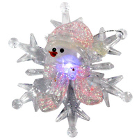 Ёлочное украшение "Снежинка-Снеговик" 10см 2 вида светящийся, пластик Y206-13