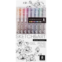 Набор гелевых ручек 8цв 0,8мм "Sketch&Art. Uni Write. Metallic" чернила металлик, корпус Soft Touch