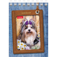 Блокнот А7 40л "Щенки" клетка, на спирали 5 дизайнов 40Б7В1гр