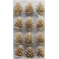 Набор ёлочных украшений 12шт "Шишки" 3,5х5см бронза Y9927-24