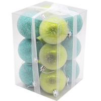 Набор шаров 60мм 12шт бирюзово-зеленый M-400108G