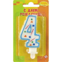 Свеча д/торта "Голубое конфетти" 4, 7см 107557