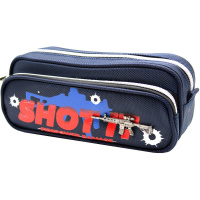 Пенал "Оружие" 22х9х7см прямоугольный, 2 отделения, текстиль, синий BD22139