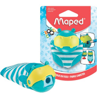 Точилка 1 отв. "Croc Croc Hippo" с текстильным контейнером, пластик, голубая 016610