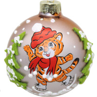 Шар 65мм "Тигренок на коньках" в подарочной упаковке КУ-65-212009