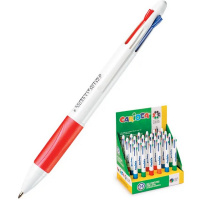 Ручка шариковая 4-х цветная 1мм автомат, белый корпус 40146