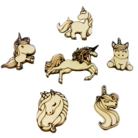 Набор миниатюр "Единорог 1" 4-6,5см 6шт фанера 3мм