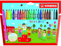 Фломастеры 24 цвета "Trio A-Z" смываемые, картон 378/1-24-01