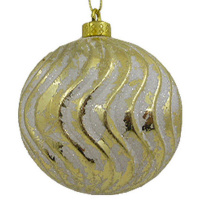 Шар 80мм с узором, золотисто-белый Y6645-18