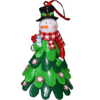 Ель настольная 13см Дед Мороз/Снеговик пвх Y1349-14/CB009