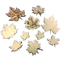 Набор миниатюр "Кленовые листья" 2,5-6см 10шт фанера 3мм