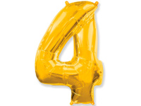 Шар воздушный 91см (36"), Цифра "4" (фольга, золото)