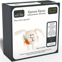 Набор для валяния "Игрушка. Кролик Кроля" (шерсть, игла, основа, выкройка, трафарет) WT-0117