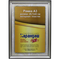 Рамка для фото 29,7х42см пластик, черная/серебро 26мм