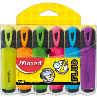 Набор маркеров текстовыделителей "Fluo Pep's Classic" 6шт, клиновидный наконечник, толщина линии 1-5