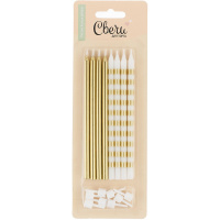 Свечи д/торта 8шт. 12см с подсвечниками, металлик "Золотой микс" 802710