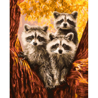 Живопись по номерам (акрил) 40х50см "Семейство енотов" сложность 4, холст на подрамнике МСА1787