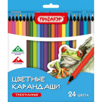 Карандаши 24 цвета "Стандарт" трехгранные пластик, картон 182088