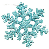Набор новогодних украшений Снежинка 14см, 2шт/уп, с блестками, голубой Y392-13