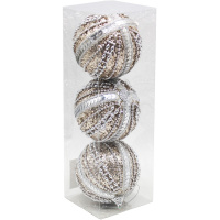 Набор шаров 80мм 3шт шампань, с пайетками и бусинами A1-13051CH8