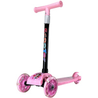 Самокат 3-х колесный L=57см розовый, пластик/металл, колесо PVC d=11см/7,8см светится HB2219