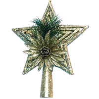 Верхушка на елку Звезда 18см золото пластик Y2268-15