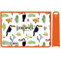 Папка д/труда А4 "Тропические туканы" 325х230х100мм на молнии сверху, пластик ПТР-22