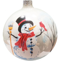 Шар 100мм "Снеговик и снегирь" в подарочной упаковке КУ-100-203061