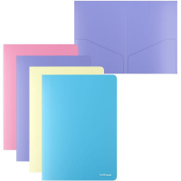 Папка-уголок "Matt Pastel" А4 пластик 0,18мм 2 внутренних кармана, непрозрачная, ассорти 53602