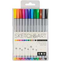 Набор капиллярных ручек 12цв 0,4мм "Sketch&Art" шестигранные, блистер с европодвесом 36-0011
