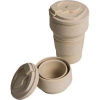 Стакан складной "Coffee Time" силиконовый 8х14см 350мл с крышкой, бежевый 8090401