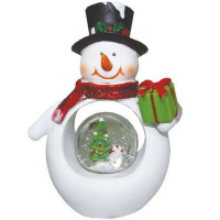 Статуэтка шар "Дед Мороз,Снеговик" 14х4,5см (свет) Y2985-15