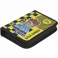 Пенал "Влад А4" 20х14х3см прямоугольный одностворчатый, 2 откидные планки, ткань /079797