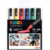 Набор маркеров перманентных "POSCA" стандартные цвета, 6шт, пулевид. наконечник, толщина линии 2,5мм