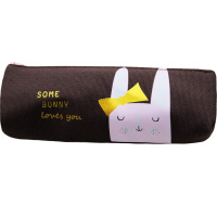 Пенал "Веселый зайка" 19х7х6см, треугольный, 1 отделение, текстиль, коричневый BB2398