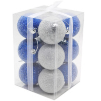 Набор шаров 60мм 12шт серебристо-синий M-400108D