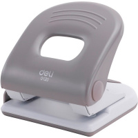 Дырокол "Pro" 40л 2-отв, d-6мм, с линейкой, металл, белый/серый E0120