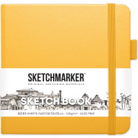 Скетчбук 12х12см 80л 140г/м2 оранжевый, на резинке, твердая обложка "Sketchmarker" 2314402SM