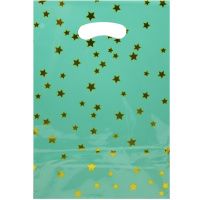 Пакет подарочный "Звезды" 17,5х25см фольга бирюзовый Y10434-24