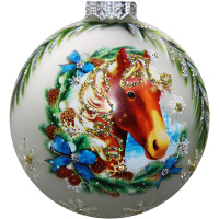 Шар 80мм "Лошадка снежная" в подарочной упаковке КУ-80-254011