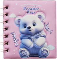 Бизнес-блокнот 105х95мм 80л "Мишки" клетка, на спирали, цветной блок, поролон, 4 вида