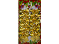 Украшение Бант 7см 12шт/уп, золото/красный, текстиль Y8326-19