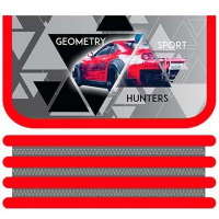 Пенал "Графичное авто" 19x10,5х5см, прямоугольный, трехстворчатый, печать на ткани ПО-411