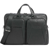 Сумка для ноутбука "Rhino" 30х44х11см, 2 отделения, черная, натуральная кожа CA6245W118/N