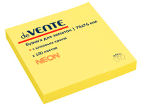 Клейкая бумага 75х75мм 100л неоновая желтая для заметок 2010329